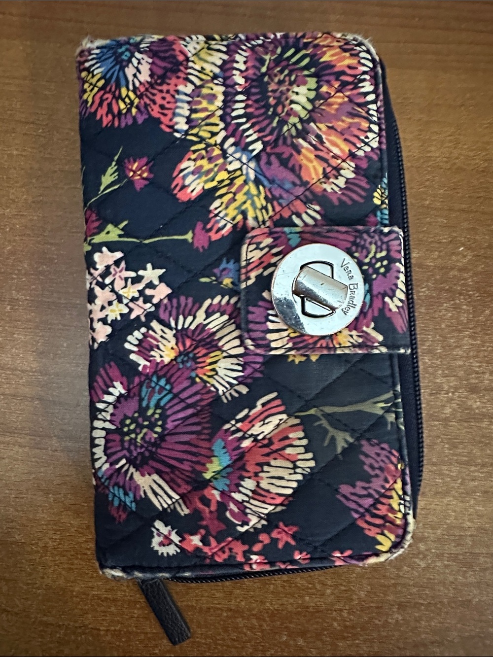 Vera Bradley Quilted Floral Phone Wallet in Black Multi-Color